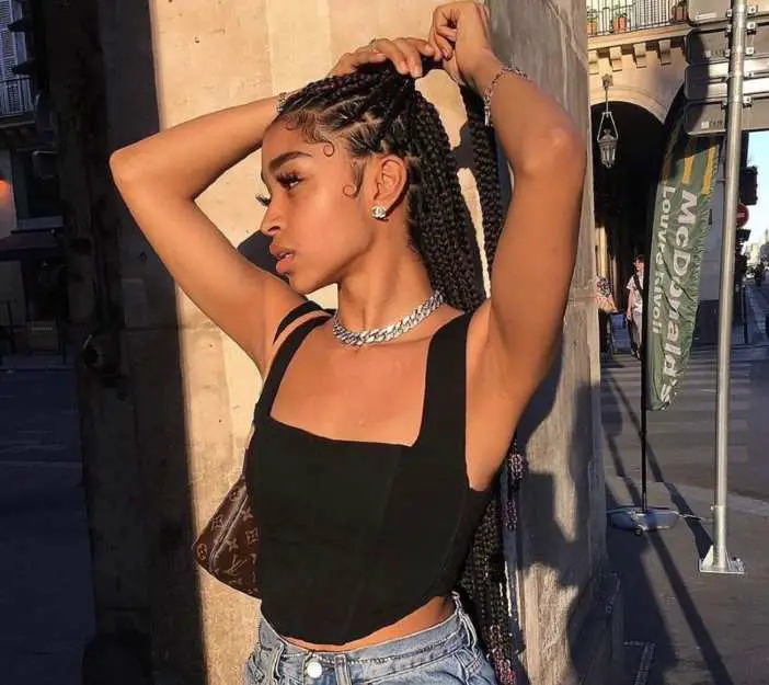 knotless braids with bead and baby hairs-africana fashion