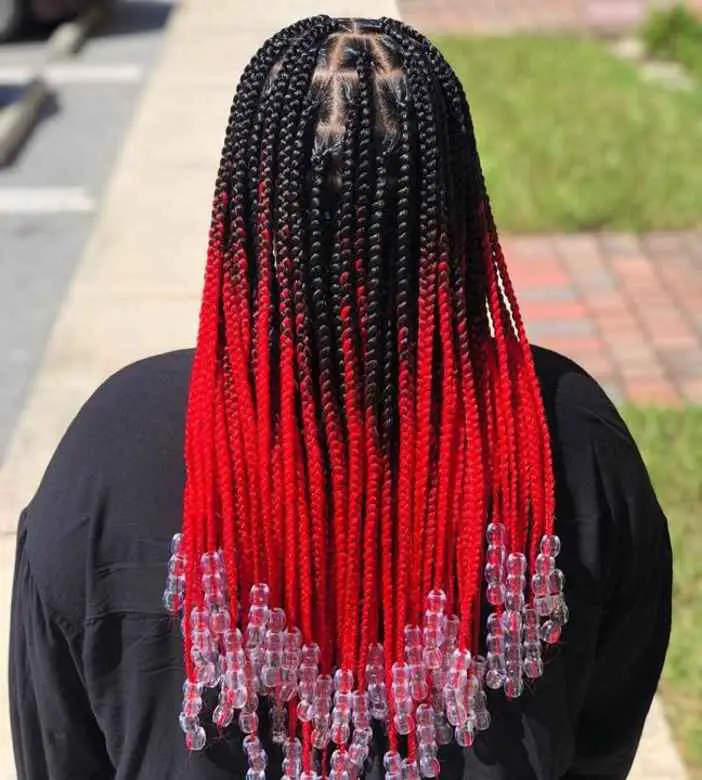 colored ends knotless braid with beads-africana fashion