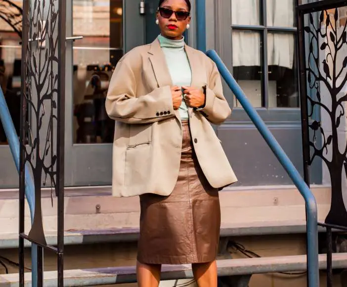 jacket and midi skirt