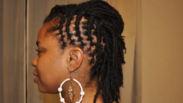 dreadlocks styled to the side