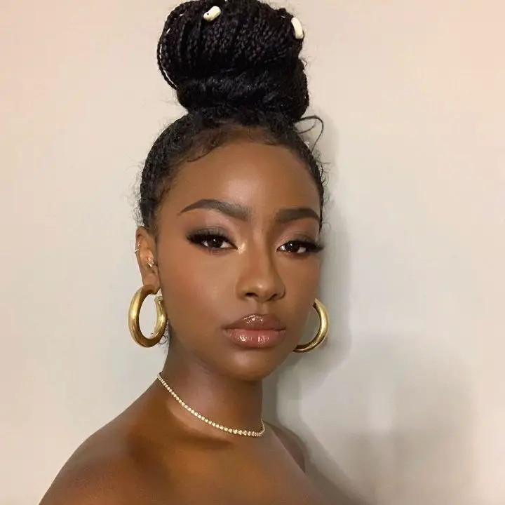 box braids in top knot