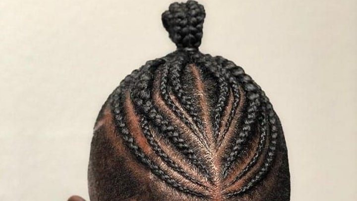 man bun braid hairstyle for black men