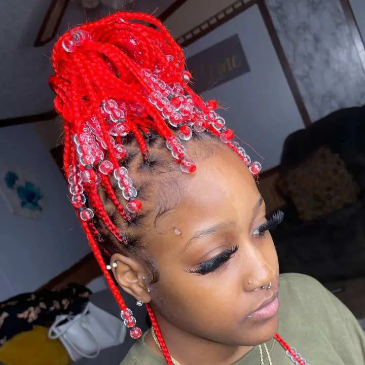 small knotless braids with beads - africana fashion