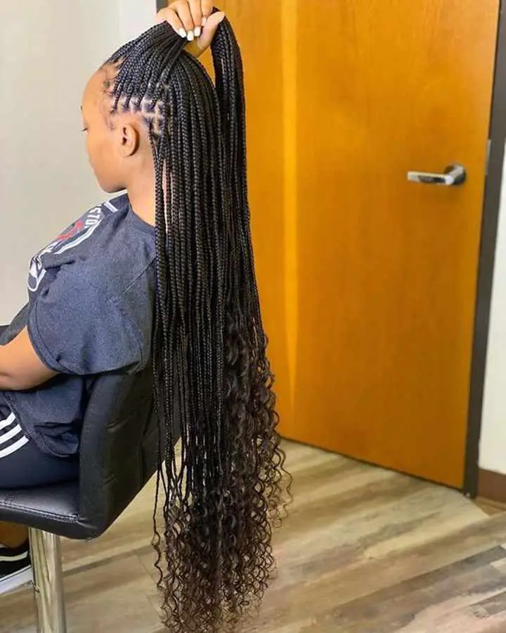 small knotless braids with curly ends - africana fashion
