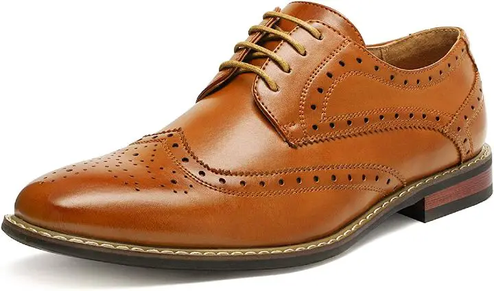 medium brown shoe with grey pants